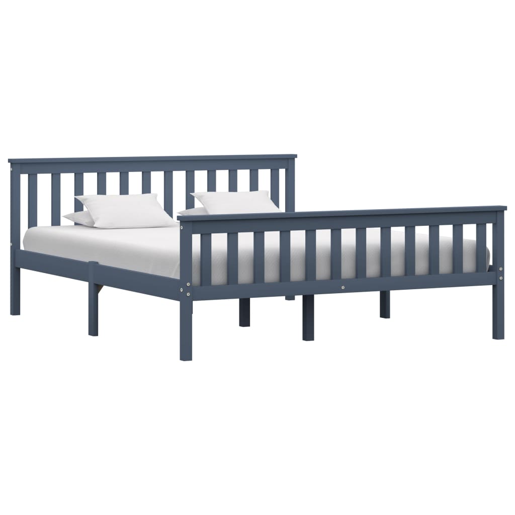 Bed Frame Without Mattress White Solid Pinewood