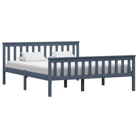 Bed Frame Without Mattress White Solid Pinewood