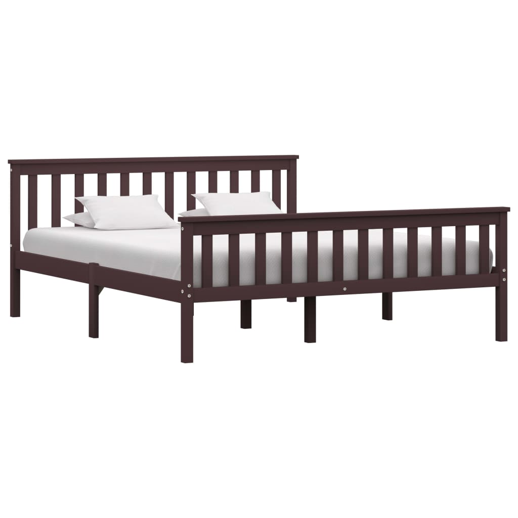 Bed Frame Without Mattress White Solid Pinewood