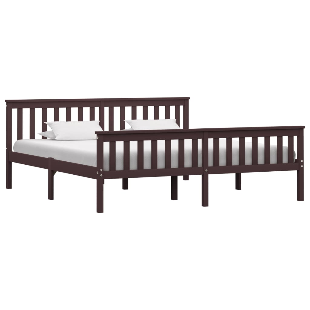 Bed Frame Without Mattress White Solid Pinewood