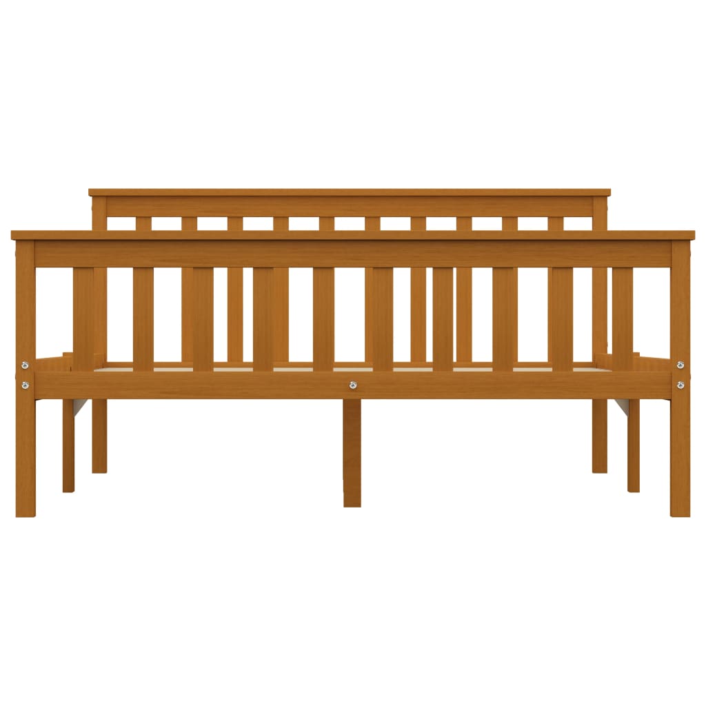 Bed Frame without Mattress Honey Brown Solid Pinewood 140x200 cm