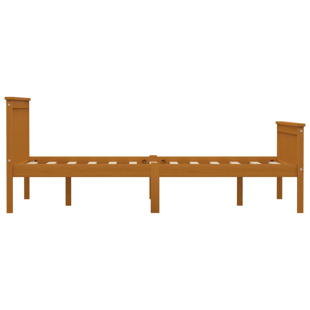 Bed Frame without Mattress Honey Brown Solid Pinewood 140x200 cm