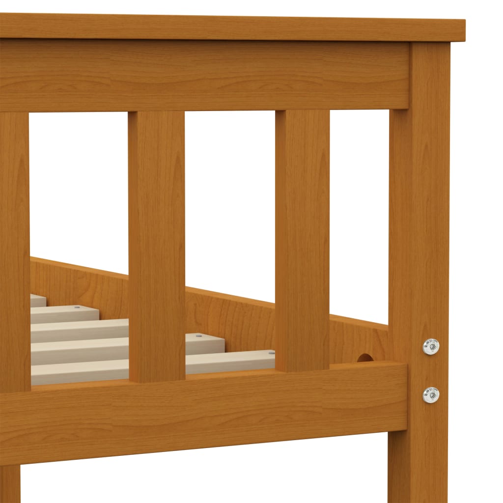 Bed Frame without Mattress Honey Brown Solid Pinewood 140x200 cm