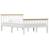 Bed Frame Without Mattress White Solid Pinewood