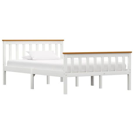 Bed Frame Without Mattress White Solid Pinewood