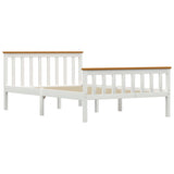 Bed Frame Without Mattress White Solid Pinewood