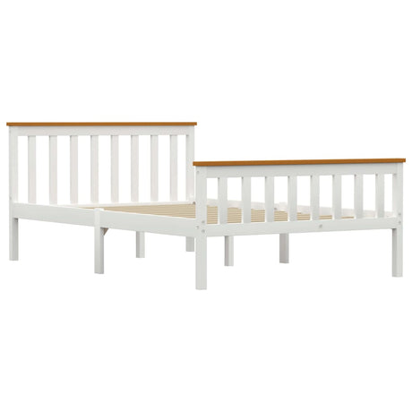 Bed Frame Without Mattress White Solid Pinewood