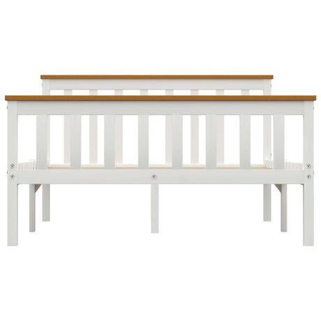 Bed Frame Without Mattress White Solid Pinewood