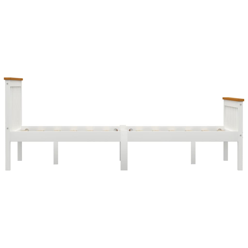 Bed Frame Without Mattress White Solid Pinewood