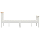 Bed Frame Without Mattress White Solid Pinewood