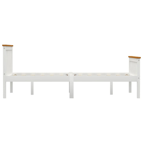 Bed Frame Without Mattress White Solid Pinewood