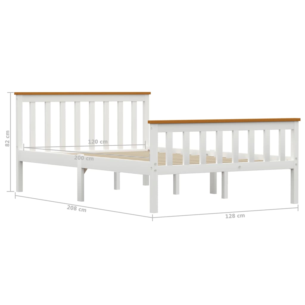 Bed Frame Without Mattress White Solid Pinewood