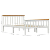Bed Frame Without Mattress White Solid Pinewood