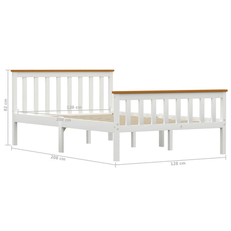 Bed Frame Without Mattress White Solid Pinewood