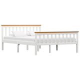 Bed Frame Without Mattress White Solid Pinewood
