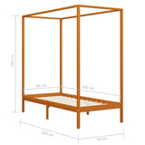 Canopy Bed Frame without Mattress Honey Brown Solid Wood 90x200cm