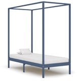 Canopy Bed Frame without Mattress Grey Solid Wood 90x200 cm