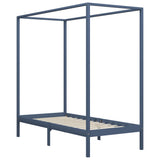 Canopy Bed Frame without Mattress Grey Solid Wood 90x200 cm