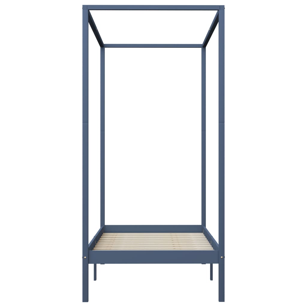 Canopy Bed Frame without Mattress Grey Solid Wood 90x200 cm