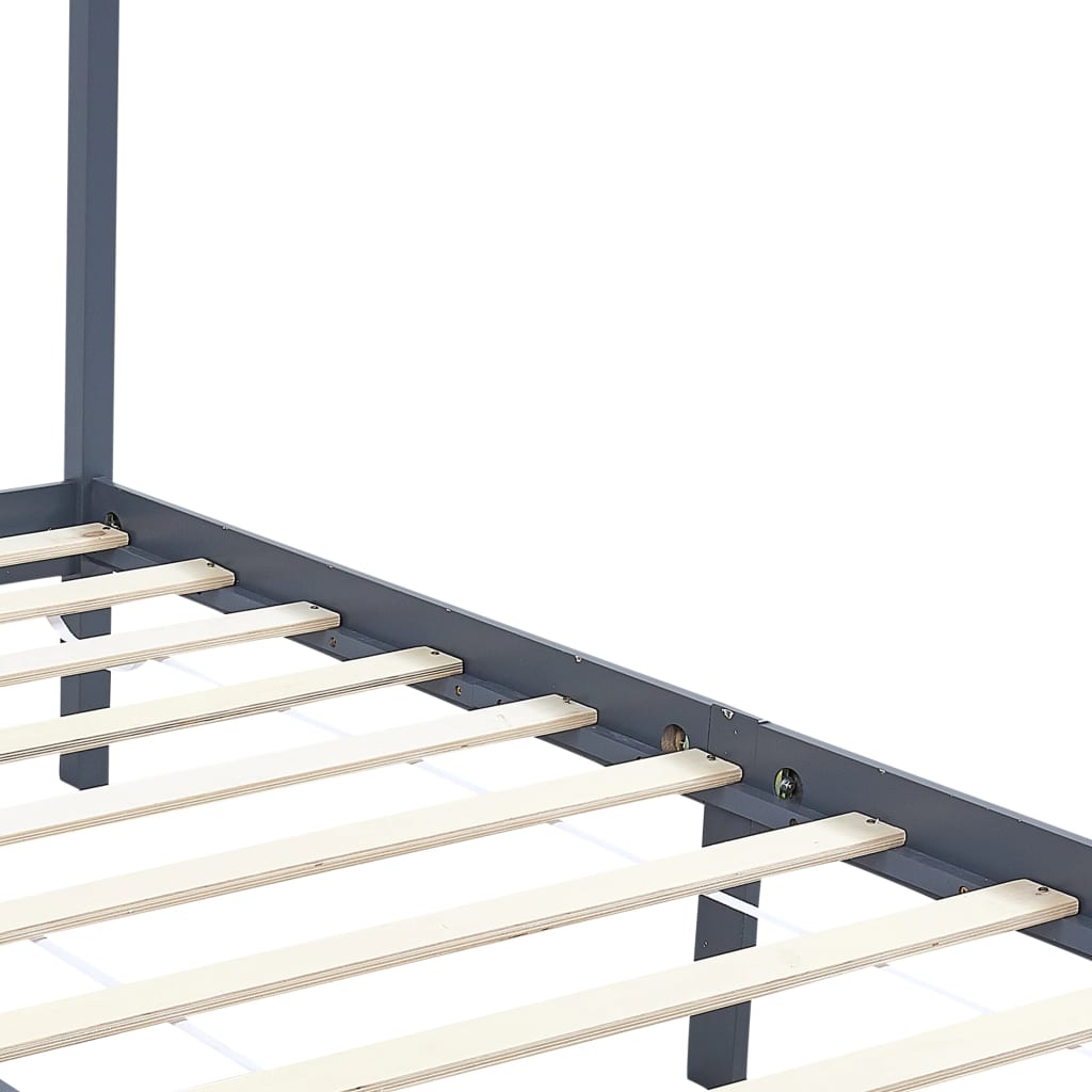 Canopy Bed Frame without Mattress Grey Solid Wood 90x200 cm