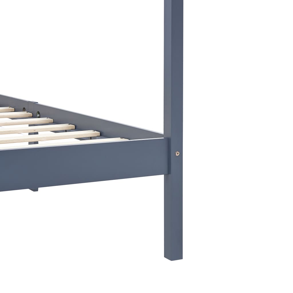 Canopy Bed Frame without Mattress Grey Solid Wood 90x200 cm