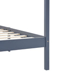 Canopy Bed Frame without Mattress Grey Solid Wood 90x200 cm