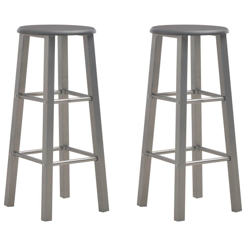 Bar Stools 2 Pcs Metal With Mdf Seat