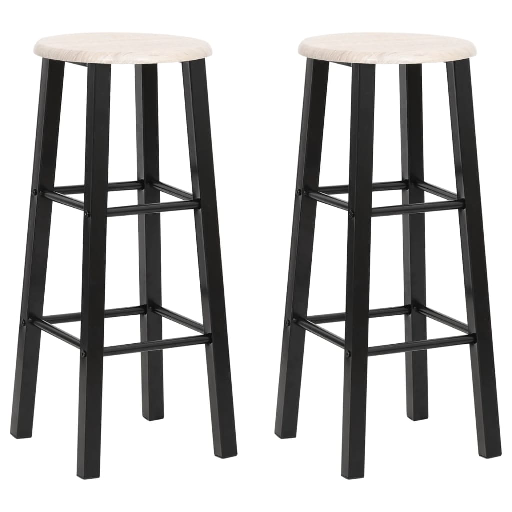 Bar Stools 2 Pcs Metal With Mdf Seat