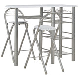 3 Piece Bar Set With Shelves Wood And Steel White