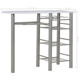 3 Piece Bar Set With Shelves Wood And Steel White