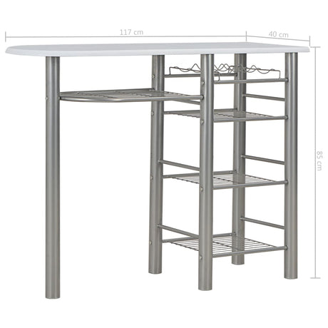 3 Piece Bar Set With Shelves Wood And Steel White