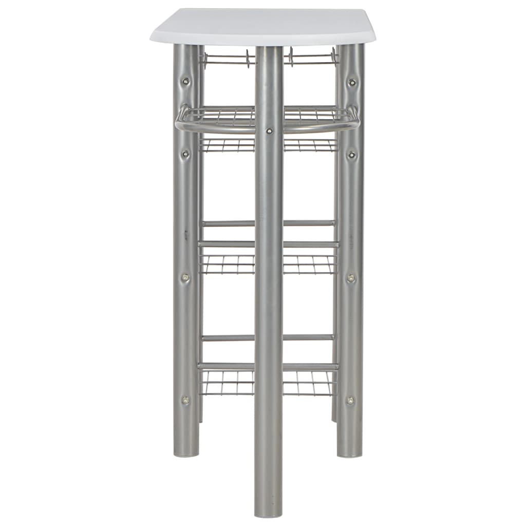 3 Piece Bar Set With Shelves Wood And Steel White