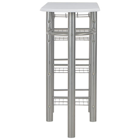 3 Piece Bar Set With Shelves Wood And Steel White