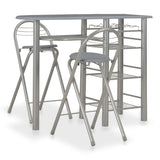 3 Piece Bar Set With Shelves Wood And Steel White