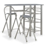 3 Piece Bar Set With Shelves Wood And Steel White