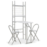 3 Piece Folding Dining Set With Storage Rack Mdf And Steel Grey