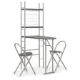 3 Piece Folding Dining Set With Storage Rack Mdf And Steel Grey
