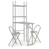 3 Piece Folding Dining Set With Storage Rack Mdf And Steel Grey