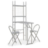 3 Piece Folding Dining Set With Storage Rack Mdf And Steel Grey