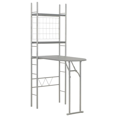 3 Piece Folding Dining Set With Storage Rack Mdf And Steel Grey