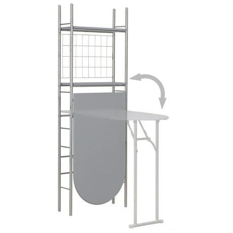 3 Piece Folding Dining Set With Storage Rack Mdf And Steel Grey
