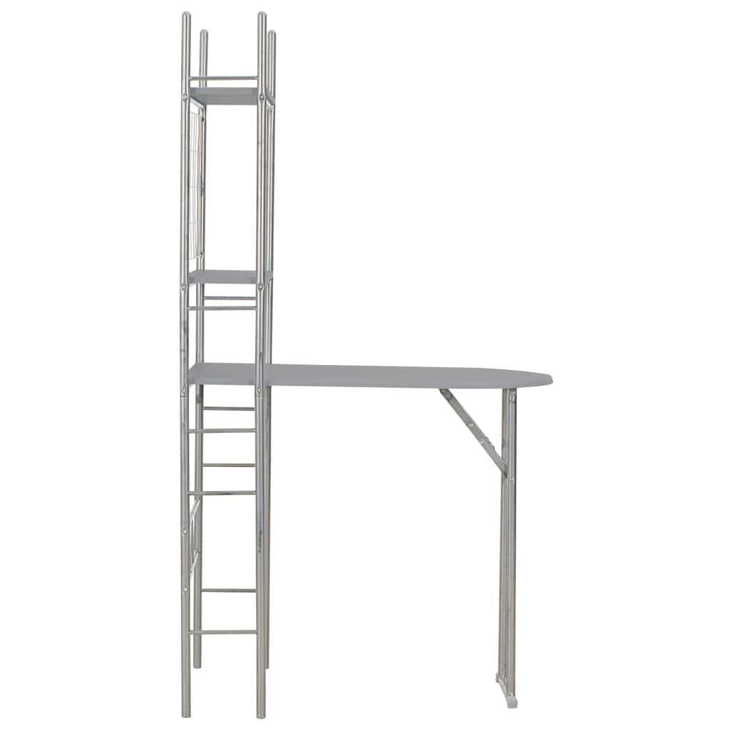 3 Piece Folding Dining Set With Storage Rack Mdf And Steel Grey