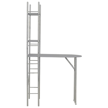 3 Piece Folding Dining Set With Storage Rack Mdf And Steel Grey