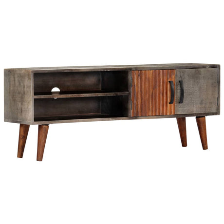 Tv Cabinet Grey 130X30X46 Cm Solid Rough Mango Wood