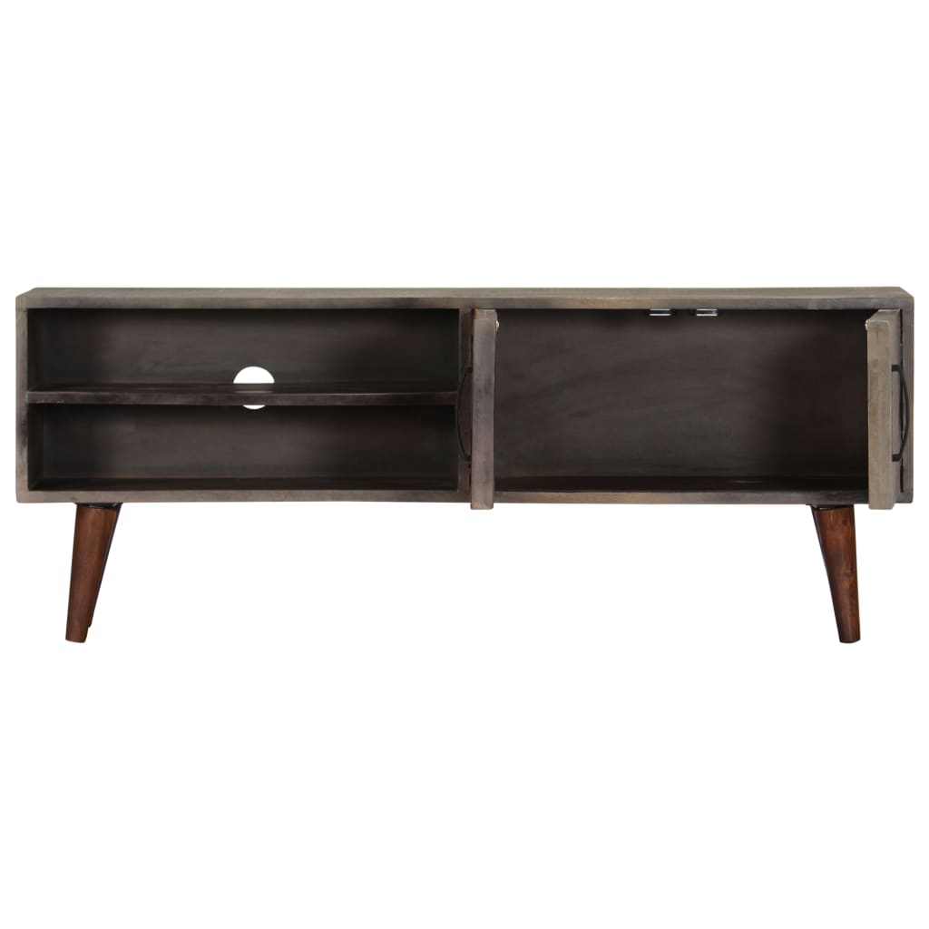 Tv Cabinet Grey 130X30X46 Cm Solid Rough Mango Wood