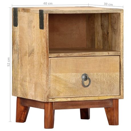 Bedside Cabinet 40X30X52 Cm Solid Rough Mango Wood