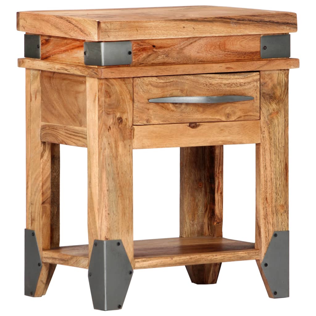 Bedside Cabinet Solid Acacia Wood