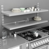 2-Tier Floating Wall Shelves 2 Pcs Stainless Steel