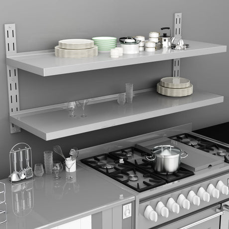 2-Tier Floating Wall Shelves 2 Pcs Stainless Steel