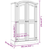 Wardrobe Mexican Pine Corona Range 2 Doors Grey